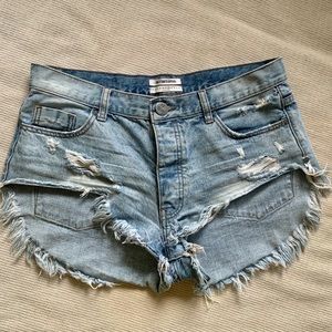 ONETEASPOON Distressed Light Wash Cut Off Shorts